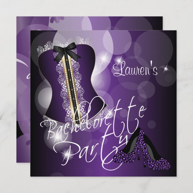 Fun Purple Bachelorette Party Invitation (Front/Back)