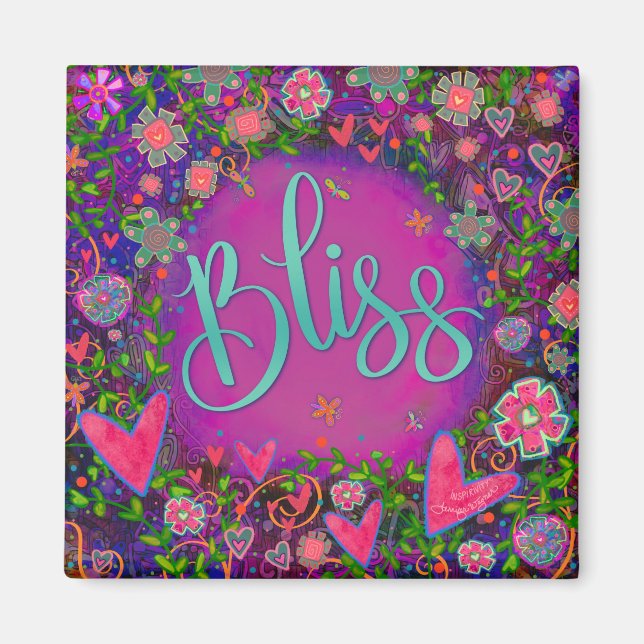Fun Purple Bliss Pretty Floral Modern Inspirivity Magnet (Front)
