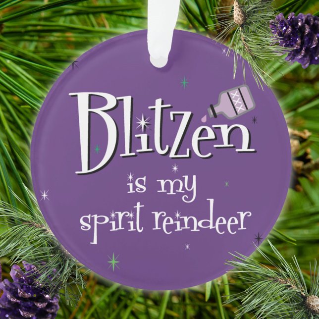 Fun Purple Blitzen Spirit Reindeer Xmas Ornament (Creator Uploaded)