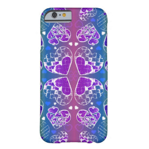 Fun Purple, blue, yellow Whimsical Hearts pattern Barely There iPhone 6 Case