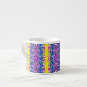 Fun Purple, blue, yellow Whimsical Hearts pattern Espresso Cup