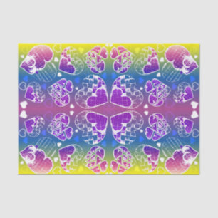 Fun Purple, blue, yellow Whimsical Hearts pattern Tissue Paper