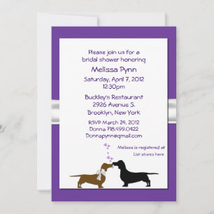 Fun Purple Dachshunds Bridal Shower Invitation