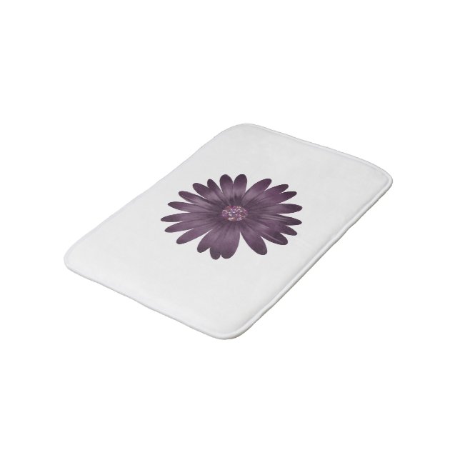Fun purple daisy with glitter centre bath mat (Angled)