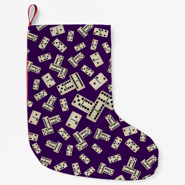 Fun purple domino pattern small christmas stocking (Front)
