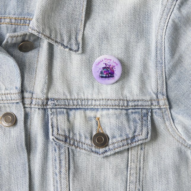 Fun Purple Dump Truck Spreading Love  3 Cm Round Badge (In Situ)