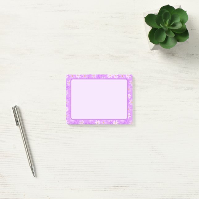 Fun Purple Flower-Themed Post It Notes (Office)