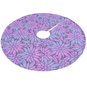 Fun Purple Flowers Fleece Tree Skirt