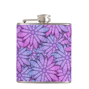Fun Purple Flowers Hip Flask