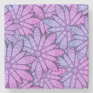 Fun Purple Flowers Stone Coaster