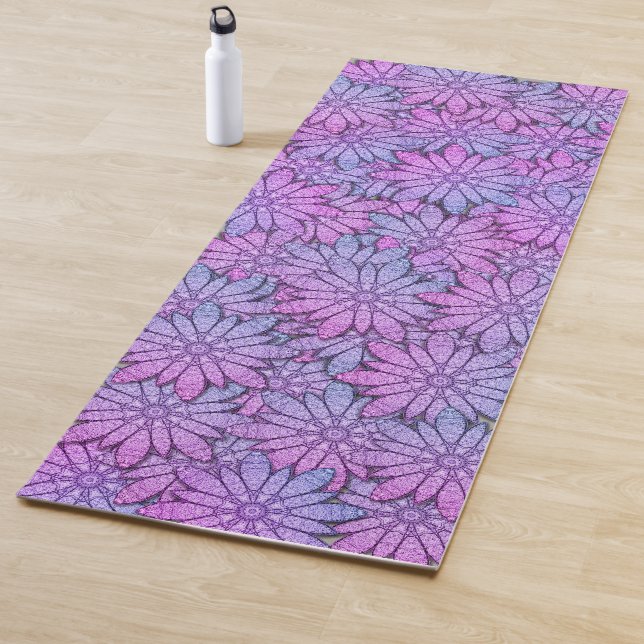 Fun Purple Flowers Yoga Mat (In Situ)