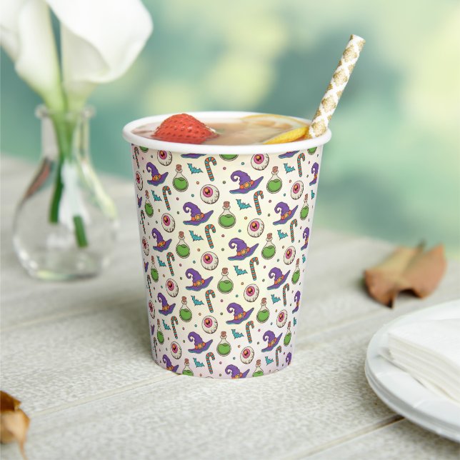 Fun Purple Halloween,Green Magic Witchy Bottle Paper Cups (Insitu)