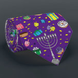 Fun Purple Hanukkah Pattern  Tie<br><div class="desc">Fun Purple Hanukkah Pattern neck tie</div>