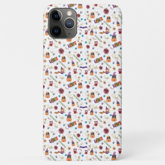 Fun Purple Hat Catoween, Cute Orange Pumpkin Case-Mate iPhone Case (Back)