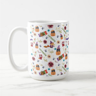 Fun Purple Hat Catoween, Cute Orange Pumpkin Coffee Mug