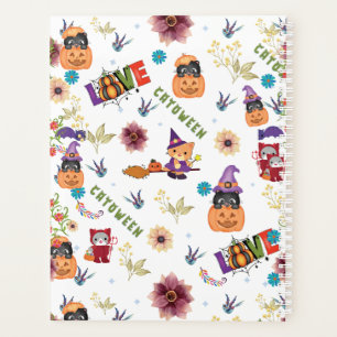 Fun Purple Hat Catoween, Cute Orange Pumpkin Planner