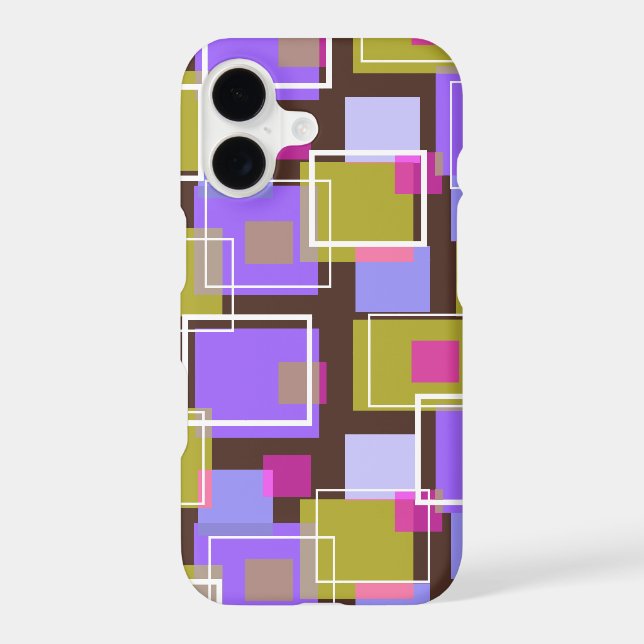 Fun Purple Mod Retro Cubes Pattern Phone Case (Back)