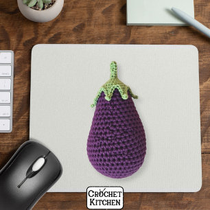 Fun Purple Modern Minimal Crochet Eggplant Mouse Mat