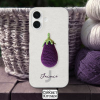 Fun Purple Modern Minimal Crochet Eggplant Name 
