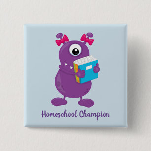 Fun Purple Monster Homeschool Champion 15 Cm Square Badge
