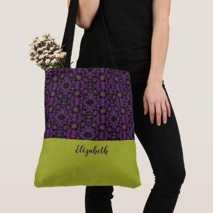 Fun Purple Pattern Monogrammed Tote Bag