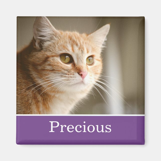 Fun Purple Personalised Pet Photo Magnet (Front)