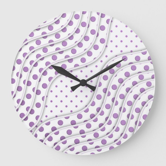 Fun Purple Polka Dot Design Large Clock (Front)