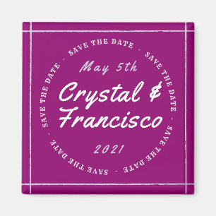 Fun Purple Save The Date Magnet