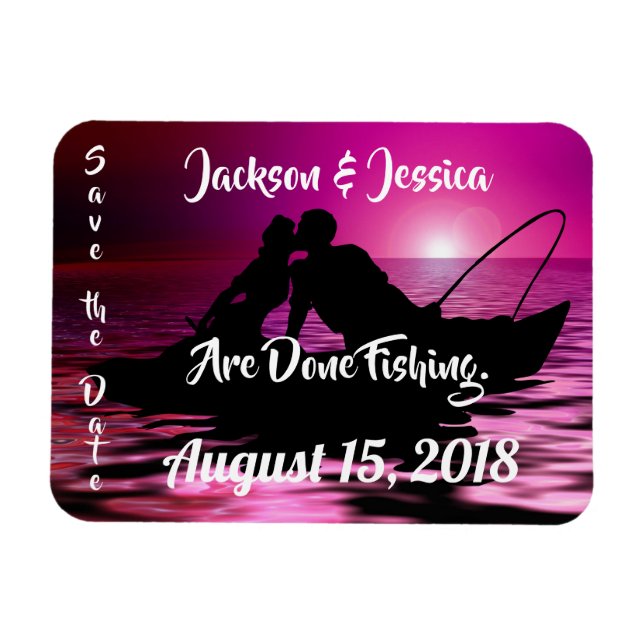 Fun Purple Twilight Fishing Save the Date Magnet (Horizontal)