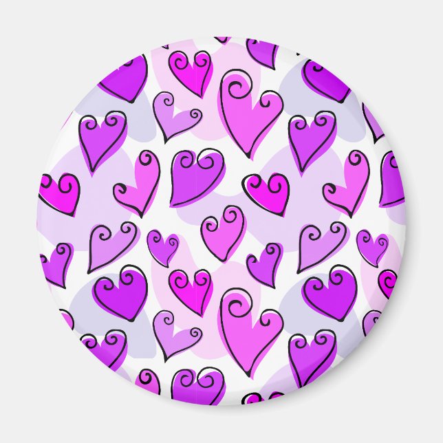 Fun Purple Valentine's hearts magnet (Front)