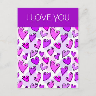 Fun Purple Valentine's hearts Postcard