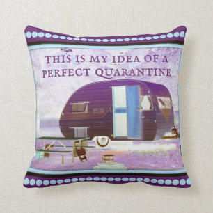 Fun Purple Vintage Travel Trailer Camper Cushion