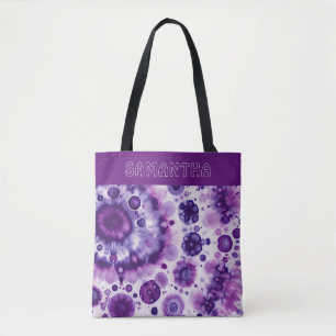 Fun Purple Violet Pink Batik Circles Art Pattern Tote Bag