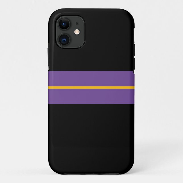 Fun Purple Yellow Racing Stripes Black Background Case-Mate iPhone Case (Back)