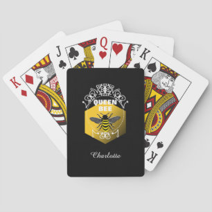 Fun Queen Bee Vintage Inspired Modern Personalized Playing Cards