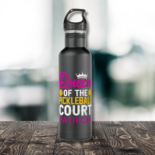 Fun Queen of the Pickleball Court Monogram Name 710 Ml Water Bottle
