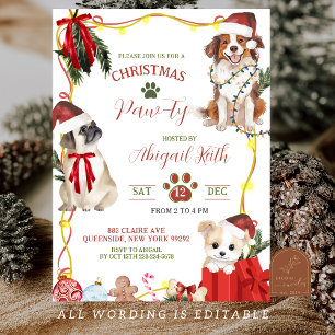 Fun Quirky Dog Christmas Pawty Invitation
