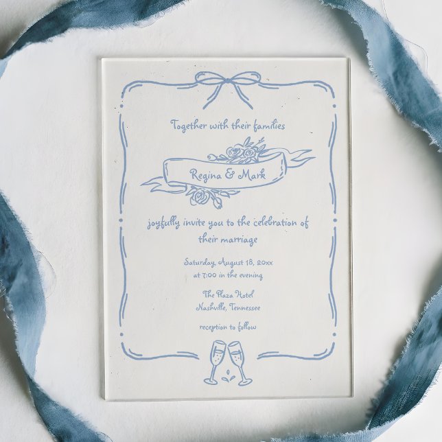 Fun Quirky Hand Drawn Doodle Wedding Acrylic Invitations (Creator Uploaded)