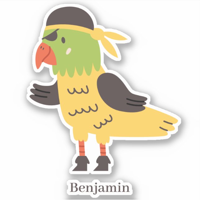 Fun quirky yellow green parrot pirate eyepatch (Front)