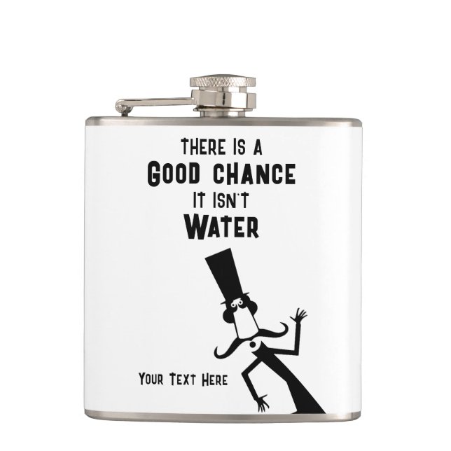 Fun Quote Black And White Vinyl Wrapped Flask (Front)