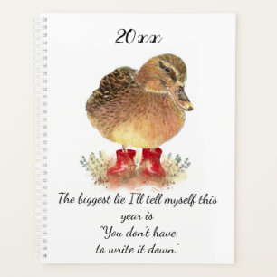 Fun Quote Cute Watercolor Duck Custom Year Planner