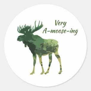 Fun Quote Find this Amoosing Moose   Classic Round Sticker