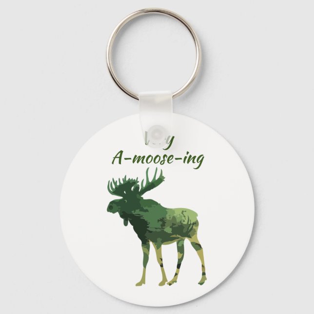 Fun Quote Find this Amoosing Moose T-Shirt Key Ring (Front)