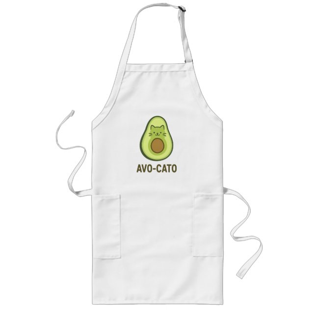 Fun Quote Saying Avo Cato Humour Cat Avocado  Long Apron (Front)