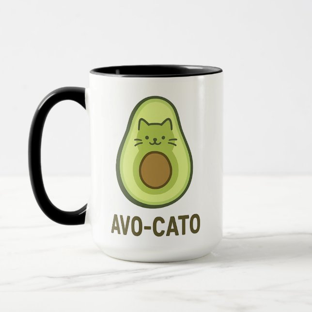 Fun Quote Saying Avo Cato Humour Cat Avocado  Mug (Left)