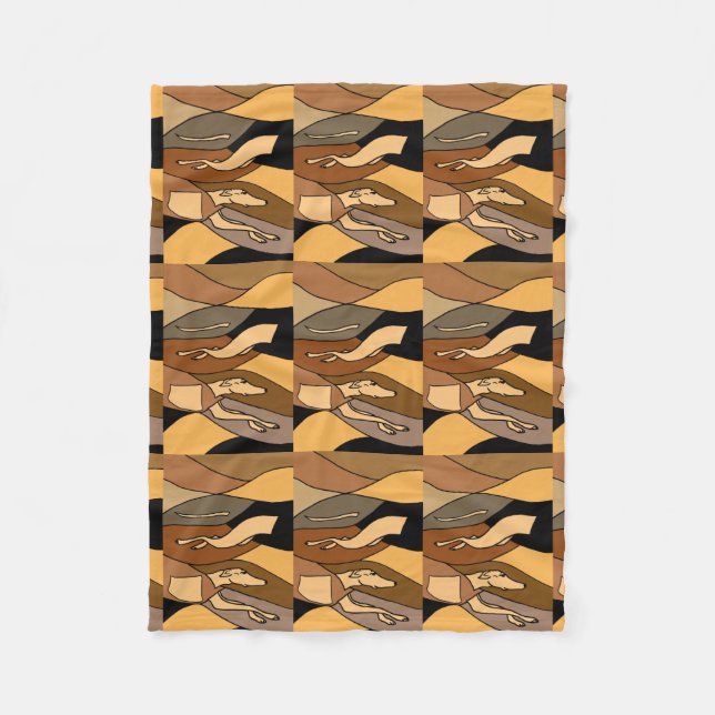 Fun Racing Greyhound Abstract Fleece Blanket (Front)