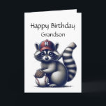 Fun Racoon Grandson Baseball Birthday Animal Card<br><div class="desc">Fun Racoon Grandson Baseball Birthday Animal</div>