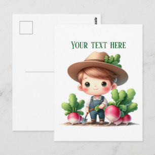 Fun Radishes farmer customisable Postcard