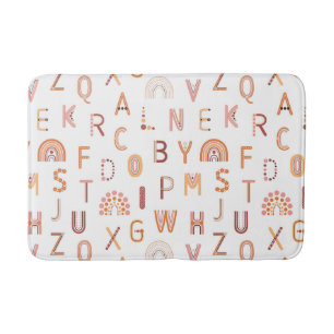 Fun Rainbow Alphabet Pattern Bath Mat