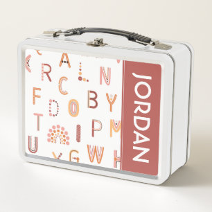 Fun Rainbow Alphabet Pattern Metal Lunch Box